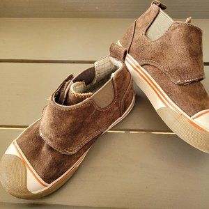 Morgan & Milo Boys Suede Shoes 10.5 Velcro Ankle Boots Brown